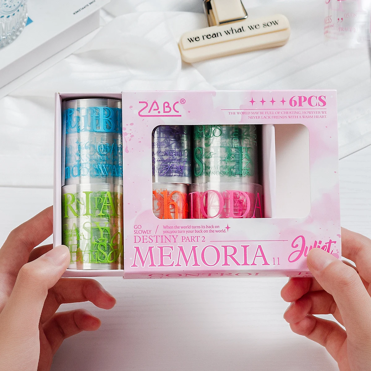 6 لفات/صندوق شريط لاصق من سلسلة إنجليزية كلاسيكية إبداعية، مناسب لتزيين أجهزة الكمبيوتر المحمول وصندوق الهدايا، عصري وجميل