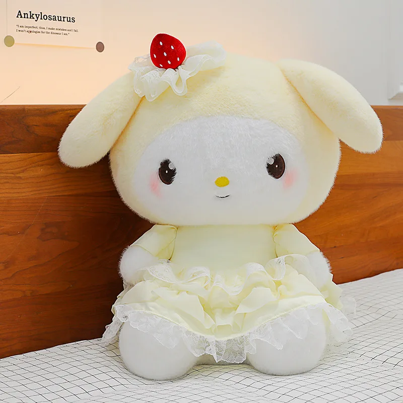 Kawaii Plüschtier Melodie und Kuromi Puppe mit Hochzeitskleid Stofftier Kissen für Kinder Geburtstag Weihnachtsgeschenk Süßes kuscheliges Baby