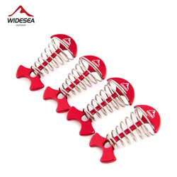 Widesea 4 개/대 캠핑 조정 가능한 선반 나선형 모양 물고기 뼈 데크 카라비너 바람 로프 버클 텐트 말뚝 후크 보드 말뚝