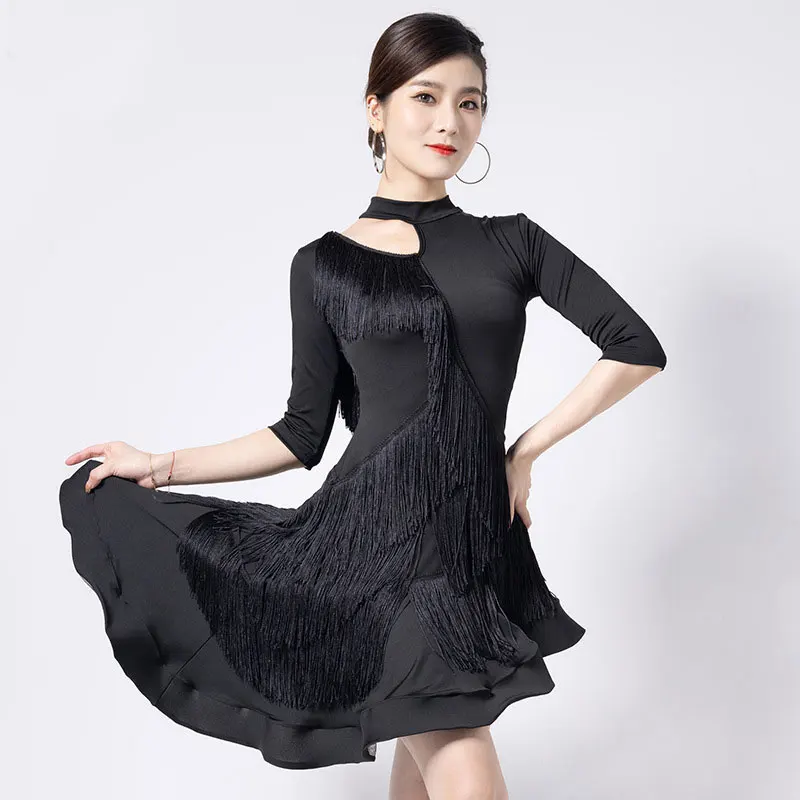 

Elegant Latin Dance Dress for Women Ballroom Dance Competition Dresses Women Salsa Samba Dress Girls Fringes Costume