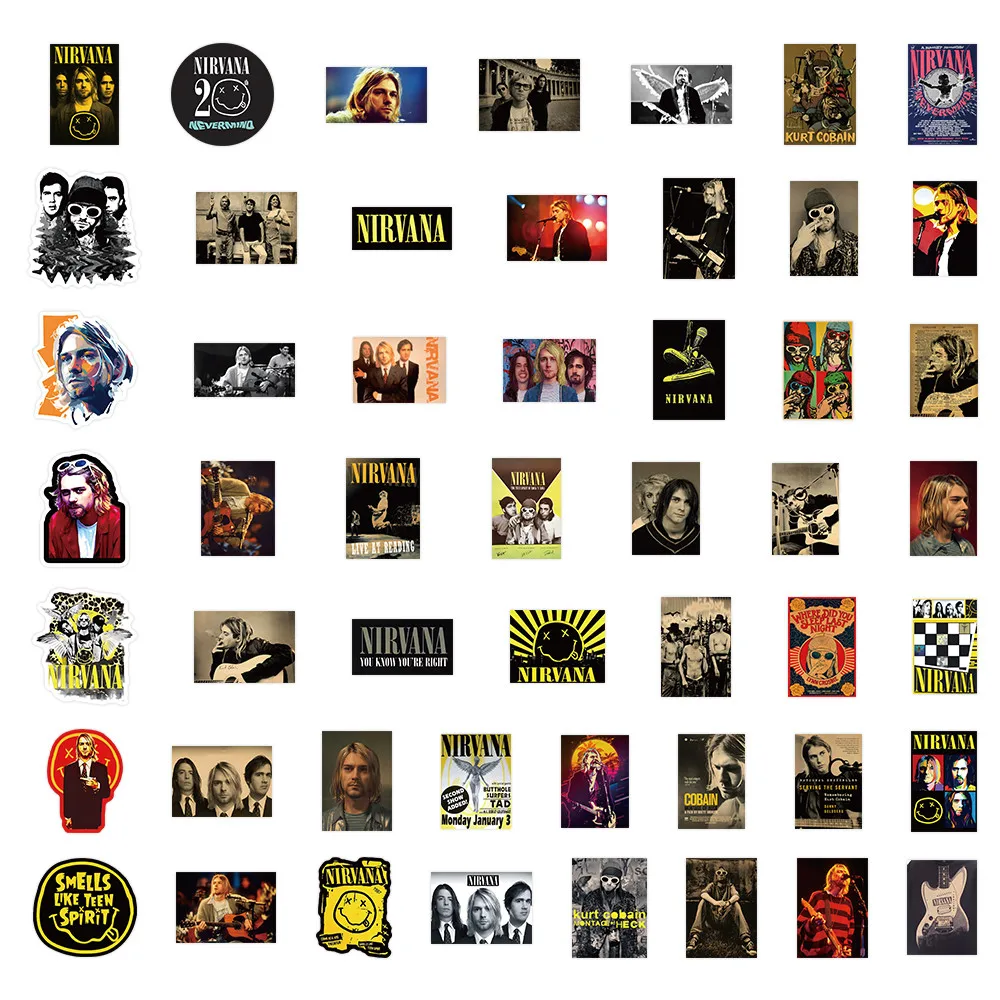 52Pieces Nirvana Band Stickers - Rock Music Fan Decorative Decals for Laptops Phone Cases & Guitars Golden Memory Stickers Store - view 3