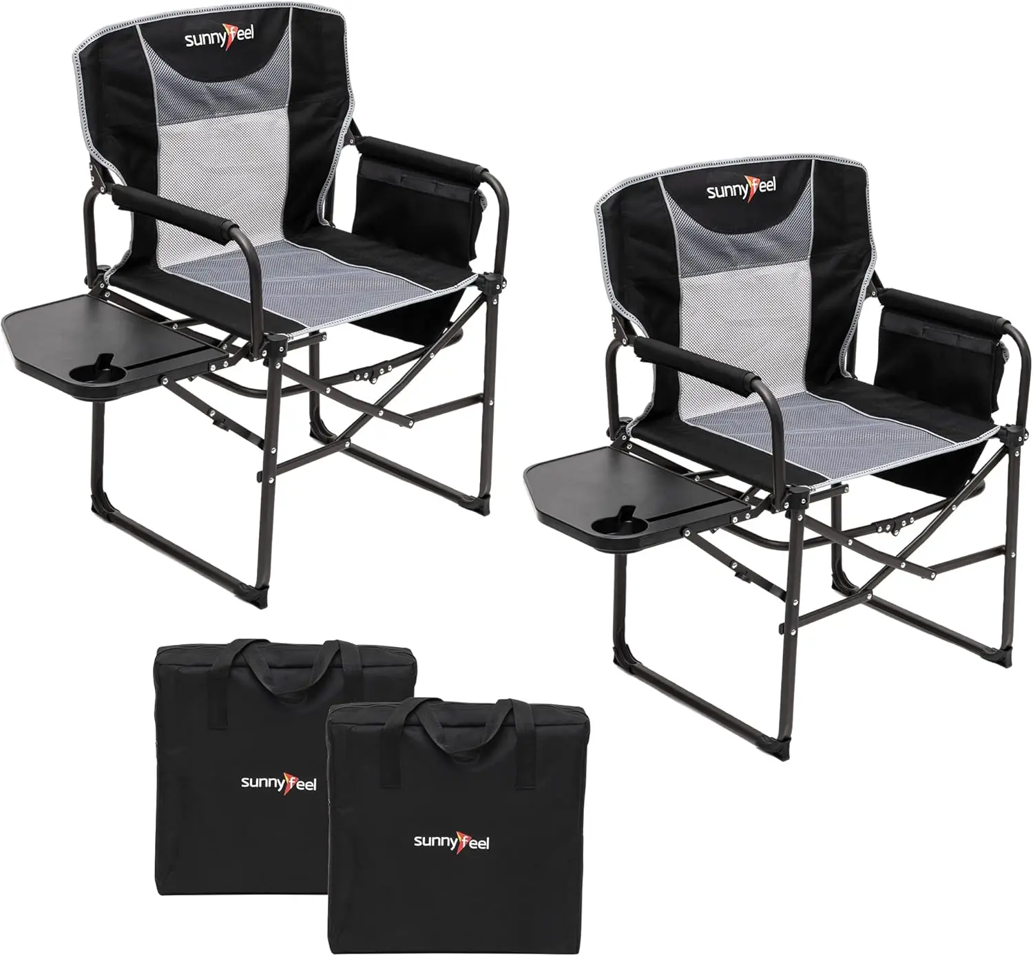 Camping Directors Chair, Heavy Duty,Oversized Portable Folding Chair with Side Table, Pocket for Beach, Fishing,Trip