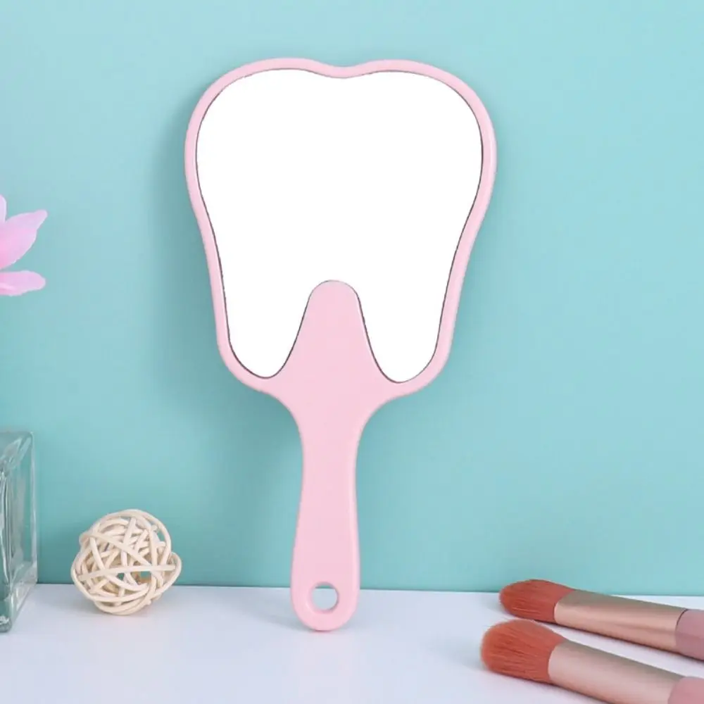 Multicolor Plastic Tooth-shaped Mirror Mini Lightweight Handheld Sector Mirror High-definition Portable Makeup Mirror Women