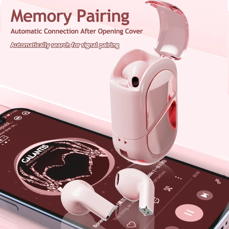 New Fashionable Bluetooth Wireless Headphone Heart Shaped TWS Headset Women's Heart Shaped In-Ear Earbuds Couple Earphone Presen