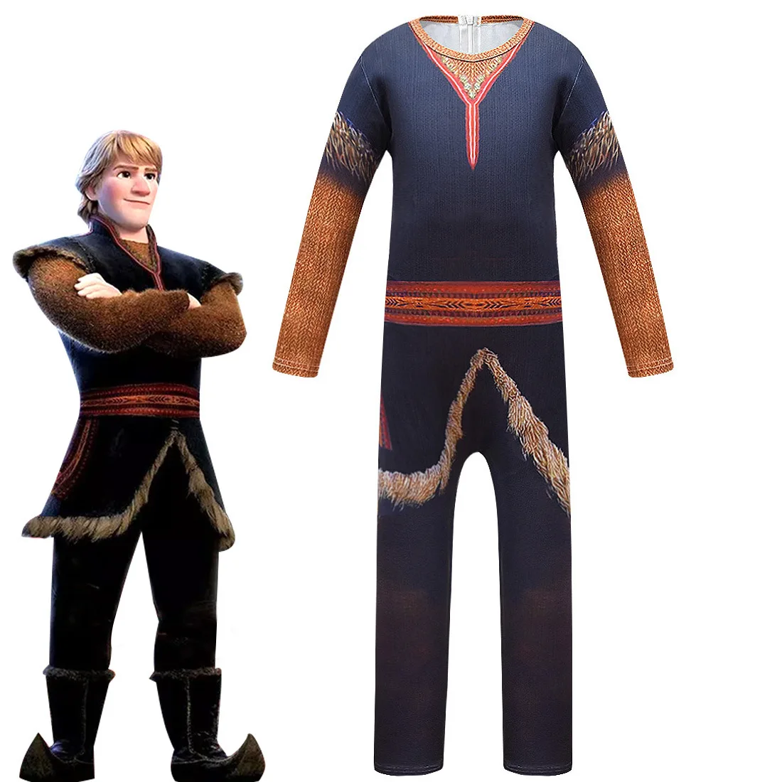 Halloween Costume for Kids Ice Snow 2 Prince Kristoff Children's Clothing Movie Anime Character Cosplay Jumpsuits Boys Clothes