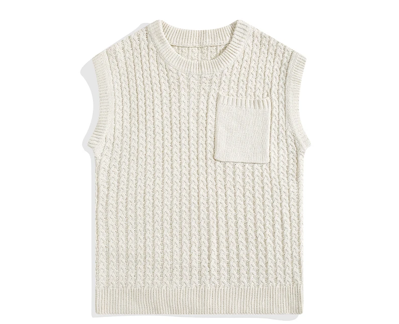 

2023 Sleeveless Loose Stylish Men Solid Color Sweater Vest Knitted Keep Warm Twisted Texture Preppy Pullover Sweater Vest A08