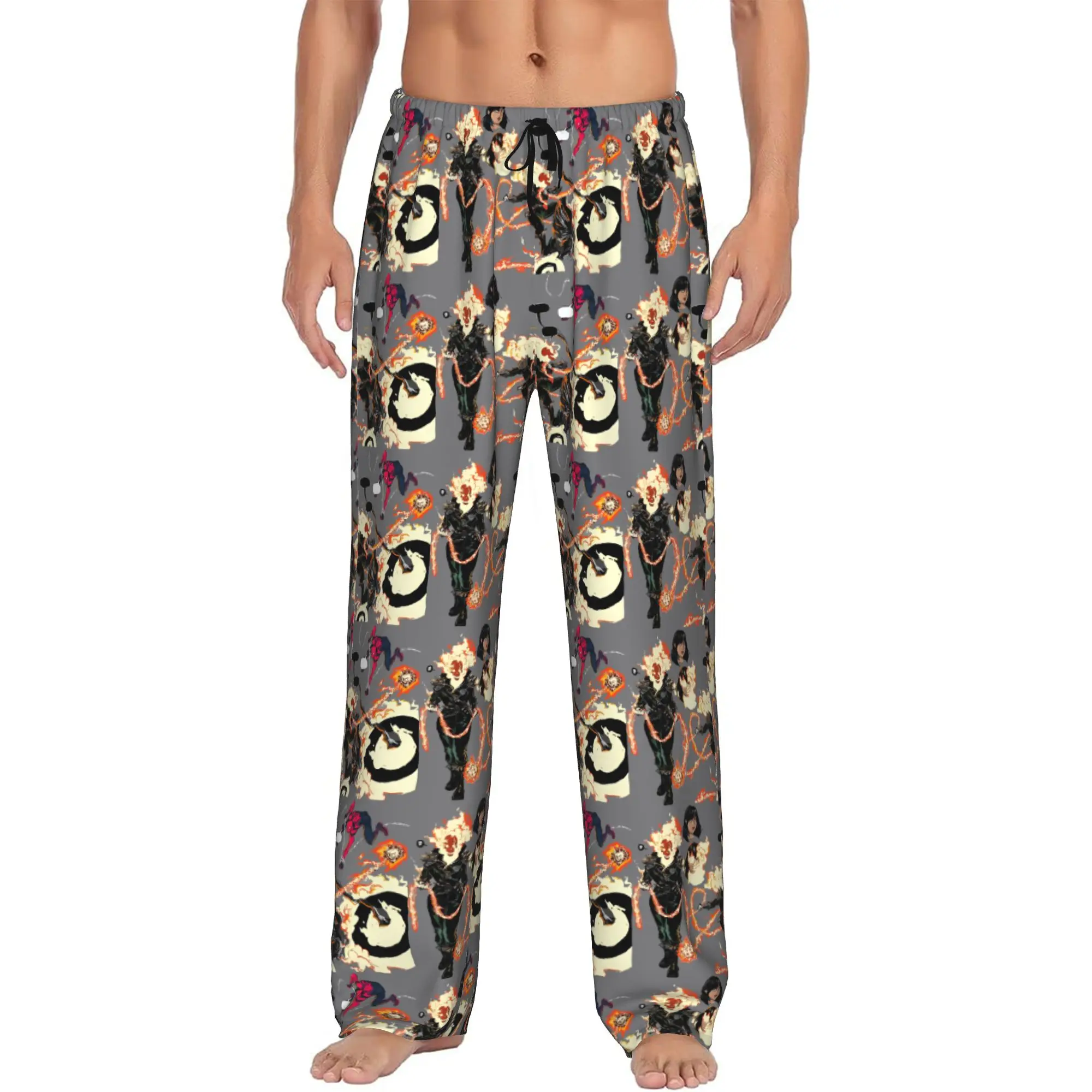 

Custom Ghost Anime Ride Pajama Pants for Men Sleepwear Lounge Sleep Bottoms Stretch with Pockets