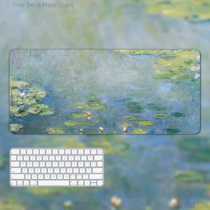 Oil painting mouse pad, oversized girl high-value office computer keyboard pad, Van Gogh Monet table pad customization