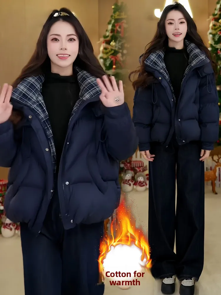 

Утепленная женская куртка-пуховик Thiened Fce: теплая зимняя уличная одежда, короткое хлопковое пальто в корейском стиле, свободный крой