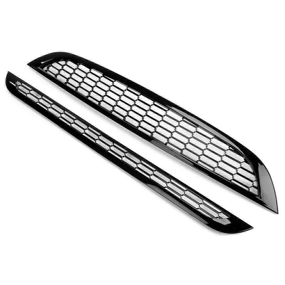 2PCS Front Upper And Lower Grills Front Bumper Hood Honeycomb Mesh Grille Guard Trim Cover Compatible With MINI COOPER R50 R52