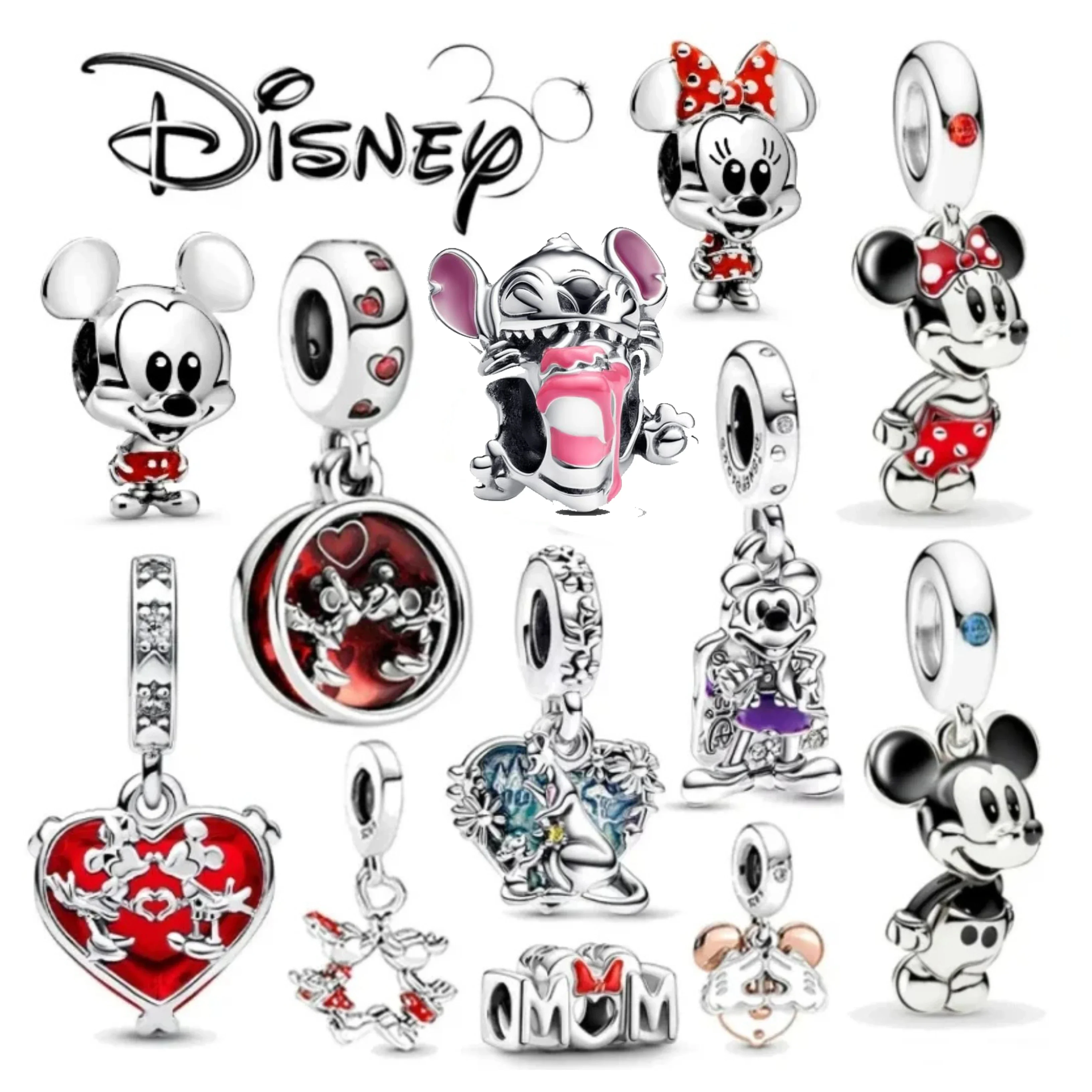 2024 New Potdemie Disney 925 Silver Mickey Mouse Minnie Collection Beads Suitable for Pandora Bracelets, Jewelry, Women's Gifts