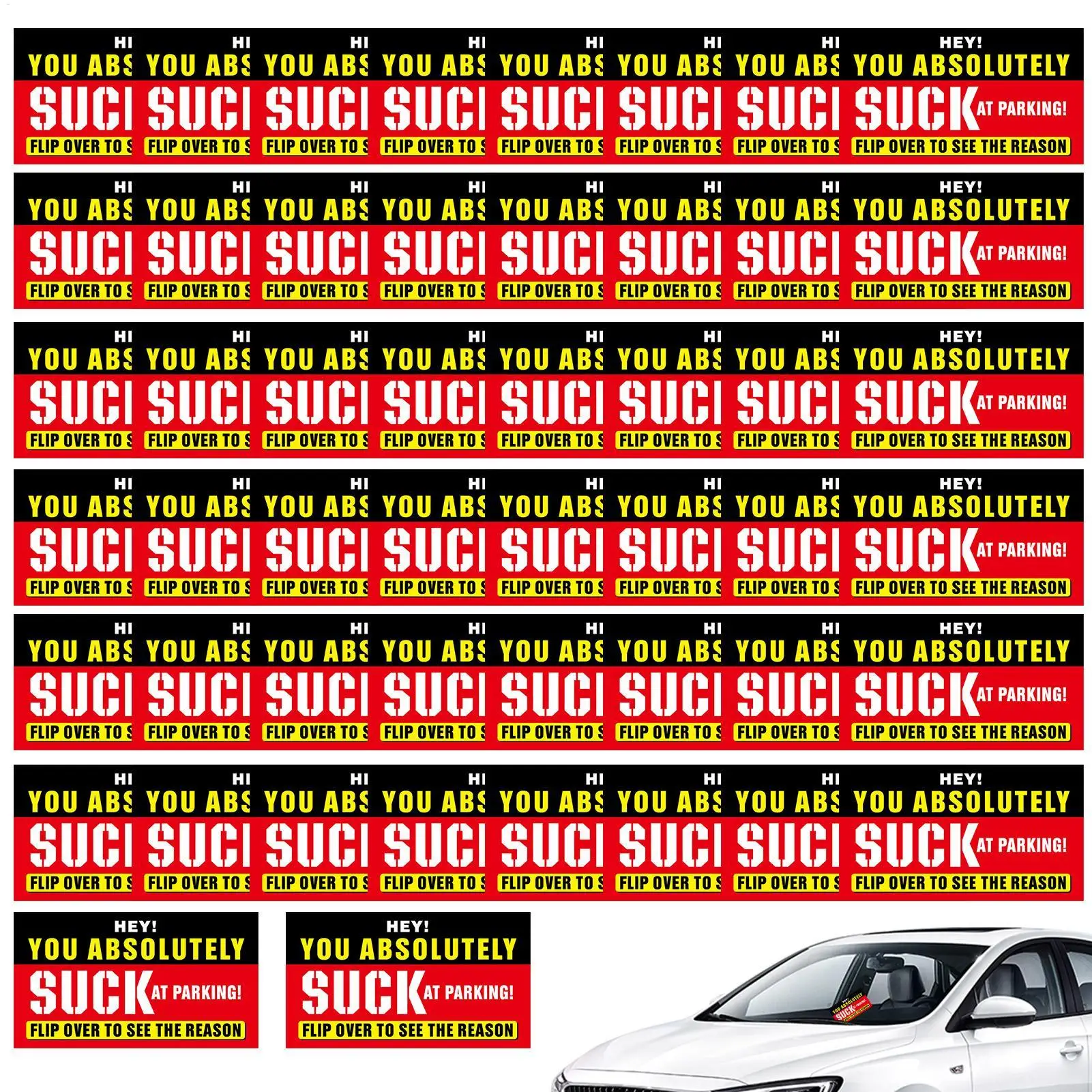 50Pcs Bad Parking Cards, You Absolutely Suck At Parking Cards, Bad Parking Cards Parking Violation Tickets Funny Hilarious Prank