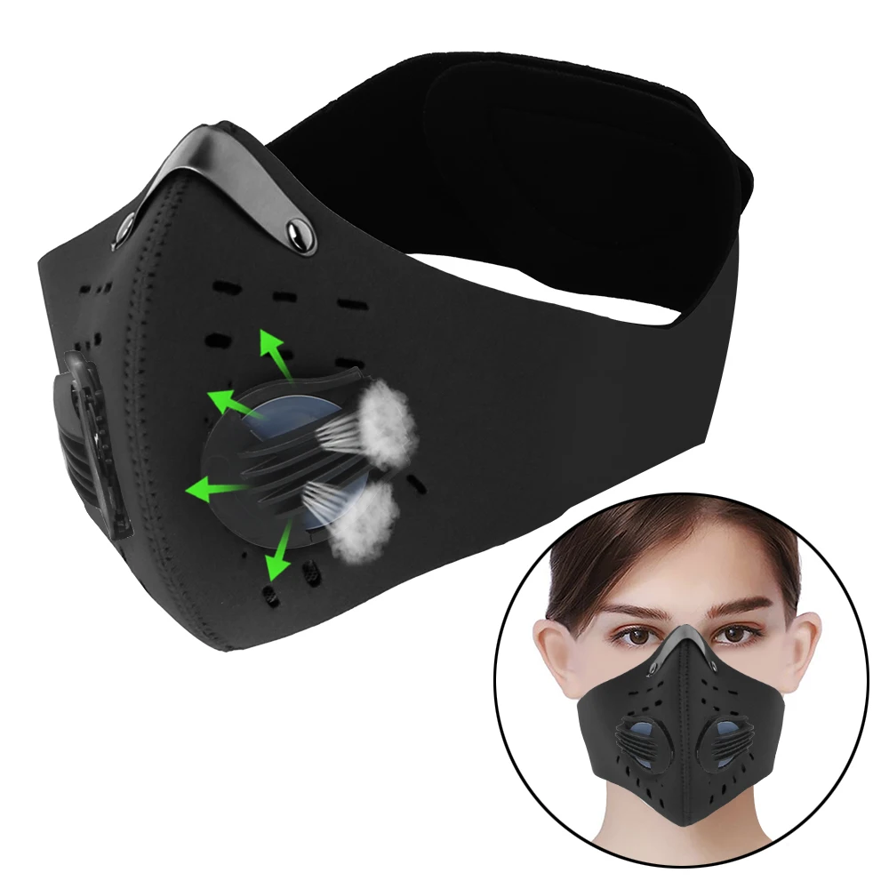 Protective Cycling Mask Cycling Mask With Filter Activated Carbon Anti-Pollution Masks Breathing Valve 1pc