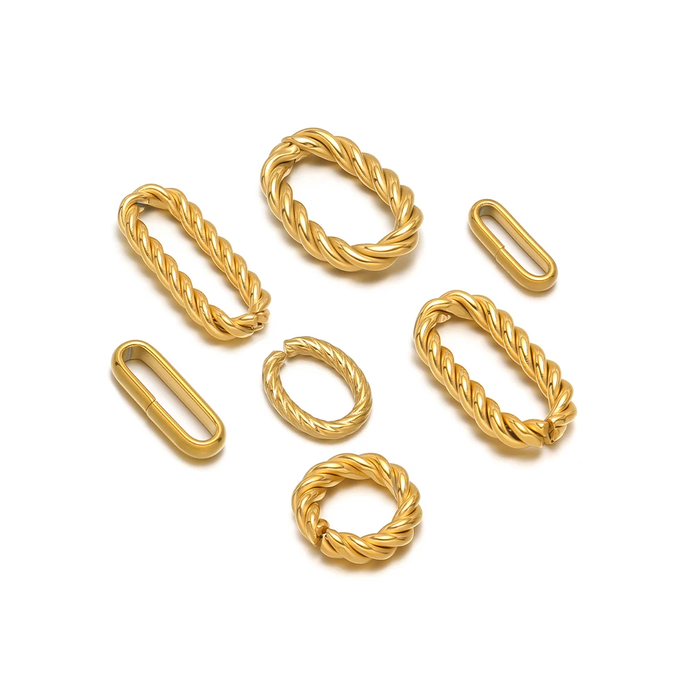 20Pcs Stainless Steel Twist Spiral Oval Charms Geometric Connector DIY Trendy Jewelry Making Necklace Bracelet Earrings Findings