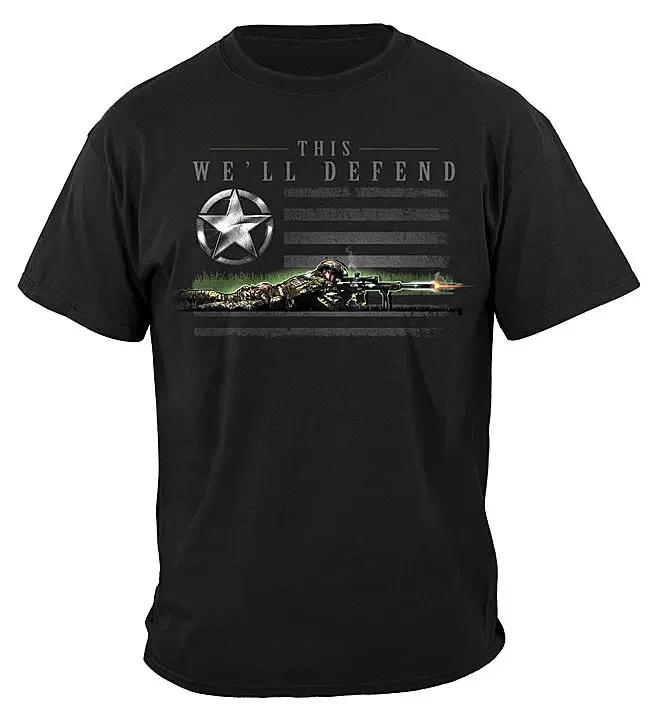 This We'll Defend. US Army Star American Flag T-Shirt 100% Cotton O-Neck Summer Short Sleeve Casual Mens T-shirt Size S-3XL