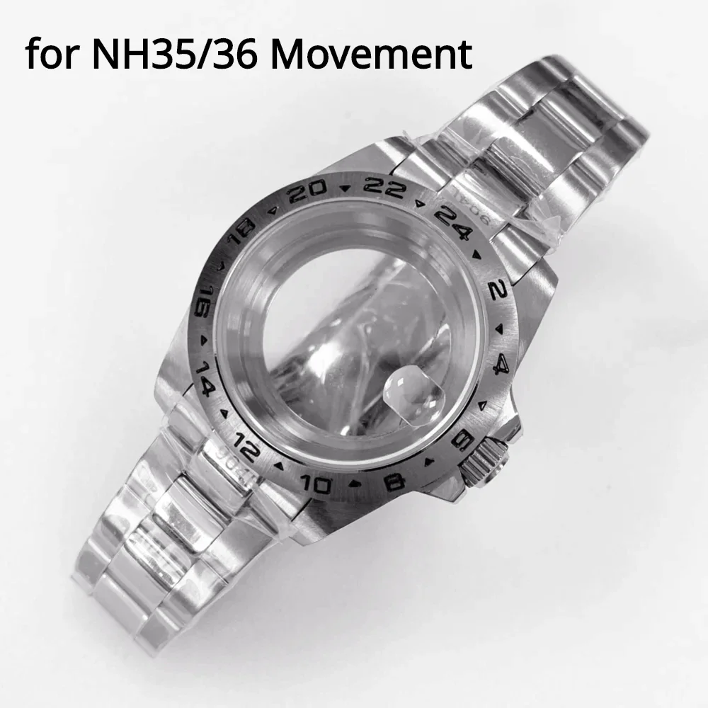 

5ATM водонепроницаемый модифицированный стальной корпус для часов EXP39MM, ремешок, старая модель, сапфировое увеличительное стекло цвета морской волны, подходит для механизма NH35/36.
