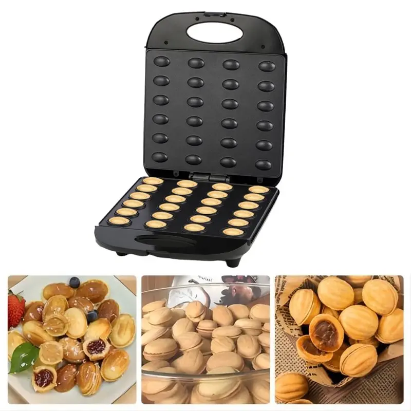 【RECOMENDAR】Walnut Cookie Maker 24 Holes Mold Maker Electric Walnut Cake Maker Mini Nut Waffle Bread Machine Breakfast Pan EU