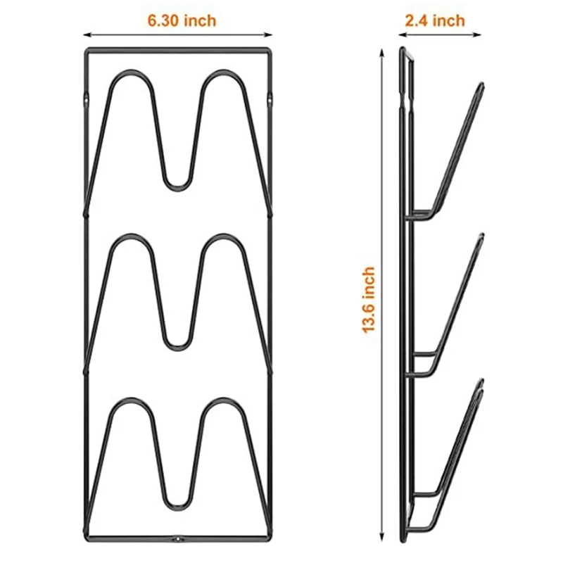 2er-Pack Topf deckel halter für Küchen schrank-Wand-oder Türdeckel-Organizer-Rack aus schwarzem Metall