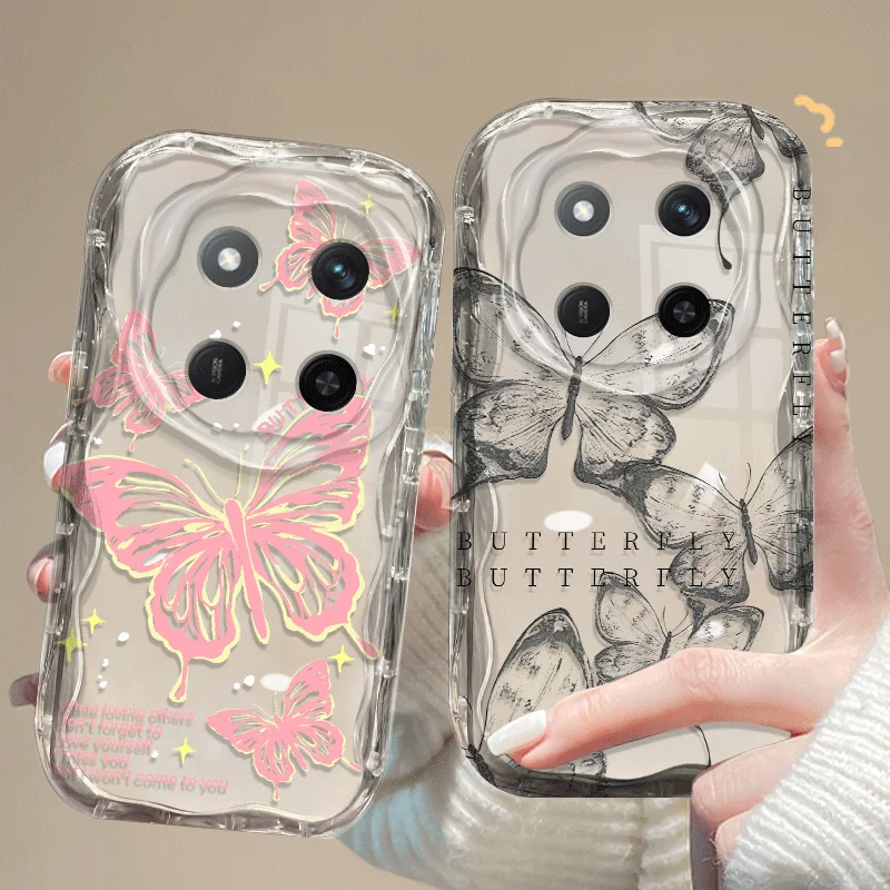 Гибкий чехол из ТПУ для Honor Magic 7 6 Lite Magic7 Magic6 X9c X9b, противоударный защитный чехол с милым узором бабочки, задняя крышка Fundas Гибкий чехол из ТПУ для Honor Magic 7 6 Lite Magic7 Magic6 X9c X9b, противоударный защитный чехол с милым узором бабочки, задняя крышка Fundas
