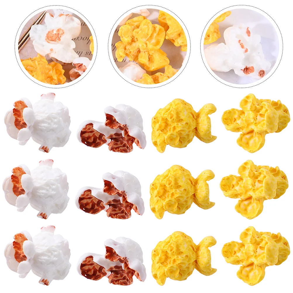 50 pezzi di popcorn artificiale mini accessorio modello elegante torta di caramelle bambino prop imitazione decorazione casa bambino in resina