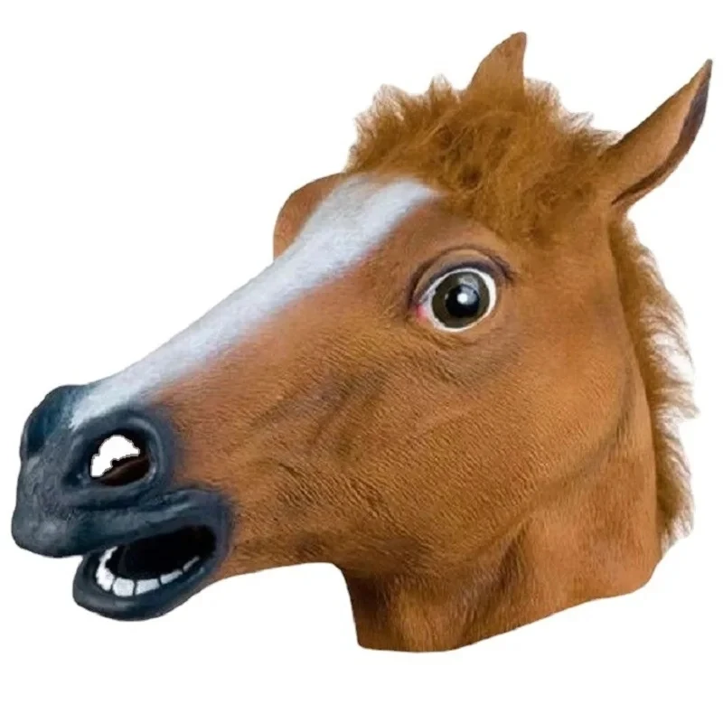 Men Brown Horse Masks Girl Funny Horse Head Mask Latex Animal Mask Novelty Halloween Cosplay Costumes Headgear Mascara De Latex