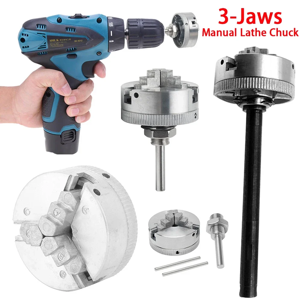 1Set 3 Jaws Manual Lathe Chuck With Turning Machine Tools Accessories Z011 Metal 3-Jaw Lathe Chuck Self Centerin Zinc Alloy