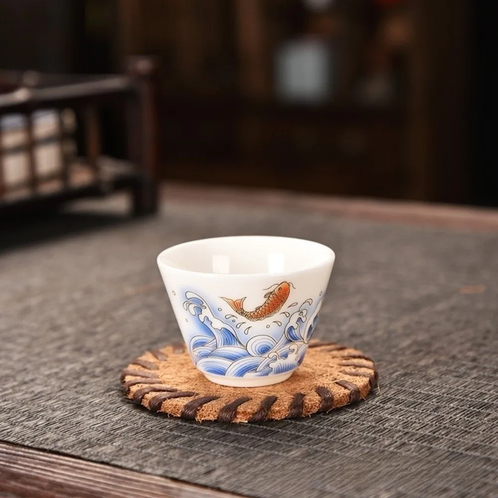 Anti-scalding Round Brown Placemats Bristle Slip Heat Resistant Insulated Teapot Mat Handmade Tea Coaster Dining Table