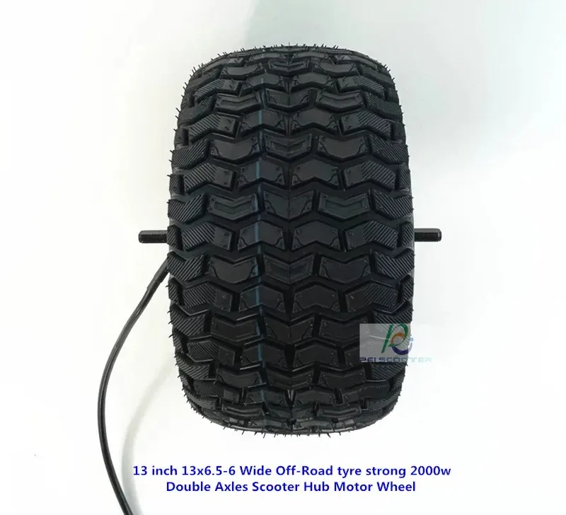 13 inch 13x6.5-6 Wide Off-Road tyre brushless strong 2000w Double Axles Scooter Hub Motor Wheel phub-13dk