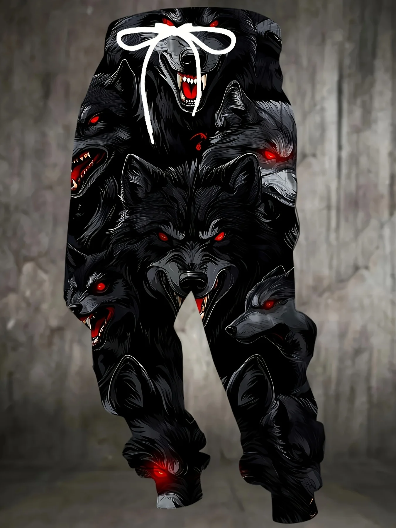 남성용 3D 늑대 바지 스트리트 팬츠 남성용 사이드 포켓 ​​신축성 있는 드로스트링 스웨트팬츠 남성용 조깅 바지 캐주얼 바지 가을