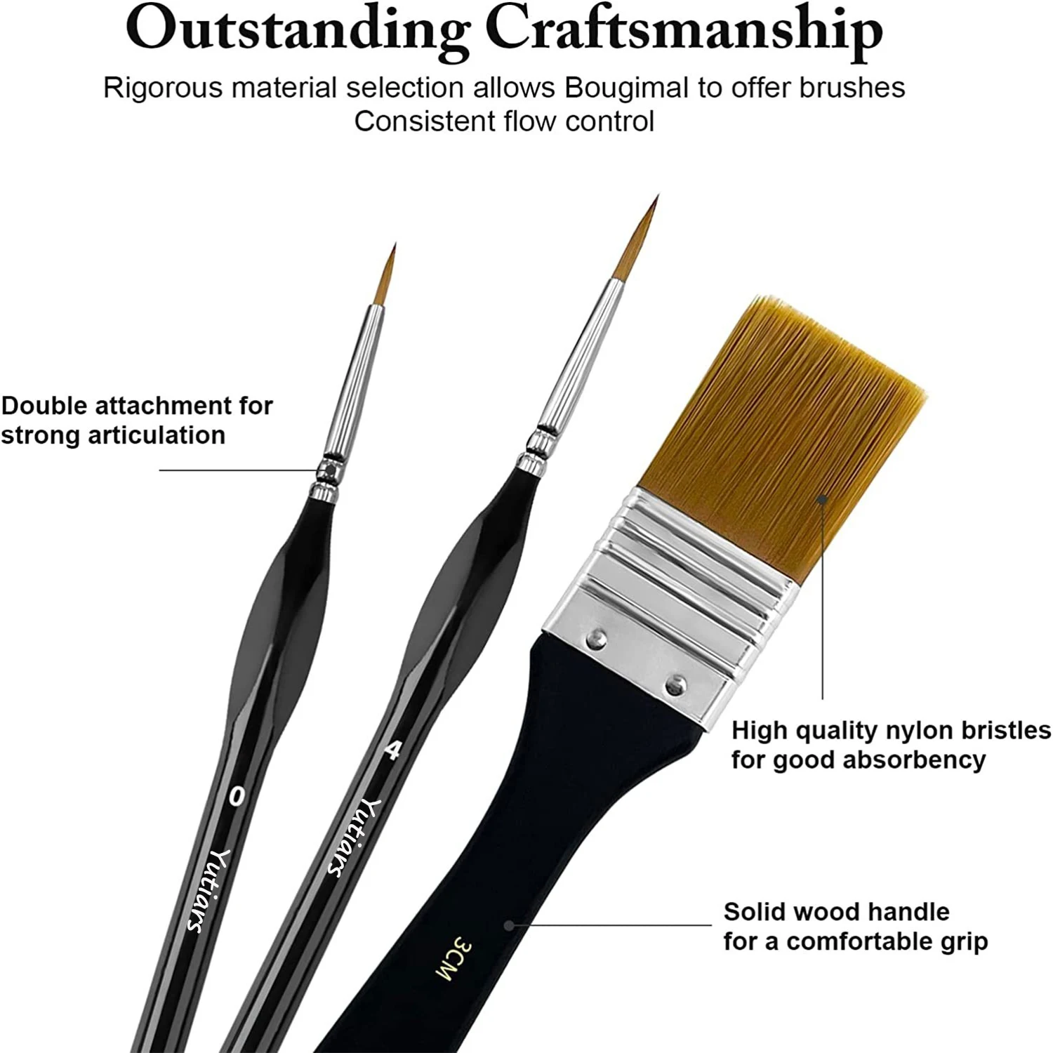 28/32 Pieces Paint Brush Set, Artist Series, Nylon Bristles with Round, Filbert, Flat, Fan, Angle, Fine Detail Brush for Artists image 5