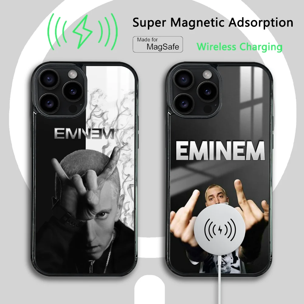 

Singer E-Eminem Rap Hot Magsafe Phone Case For iPhone 15 14 13 12 11 Pro Max Plus Mini Mirror Wireless Charging Magnetic Cover