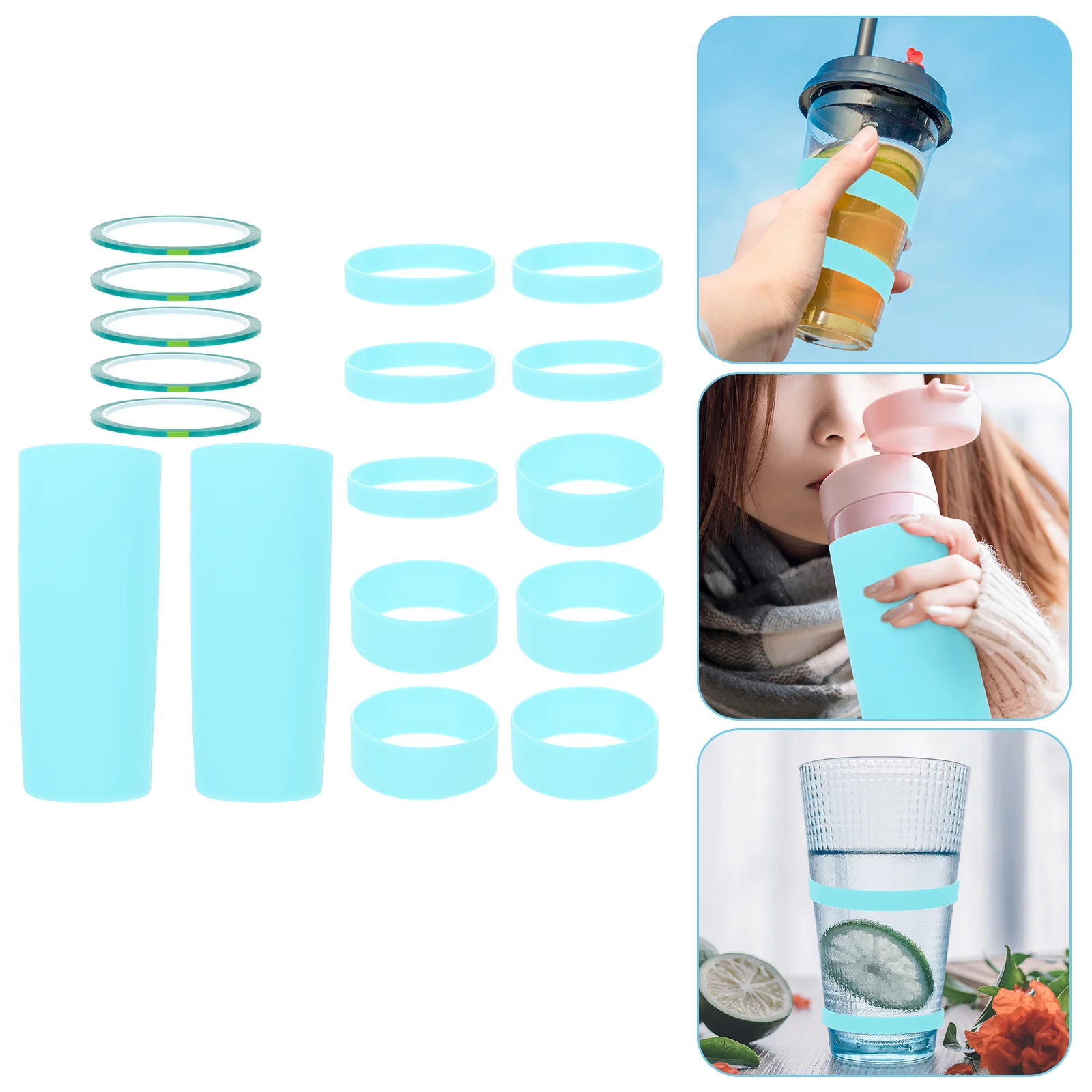 

1Set High Grade Silicone Bands Sturdy Practical Sublimation Sleeve Heat Press Reusable Bottle Supply Bottle Sleeve