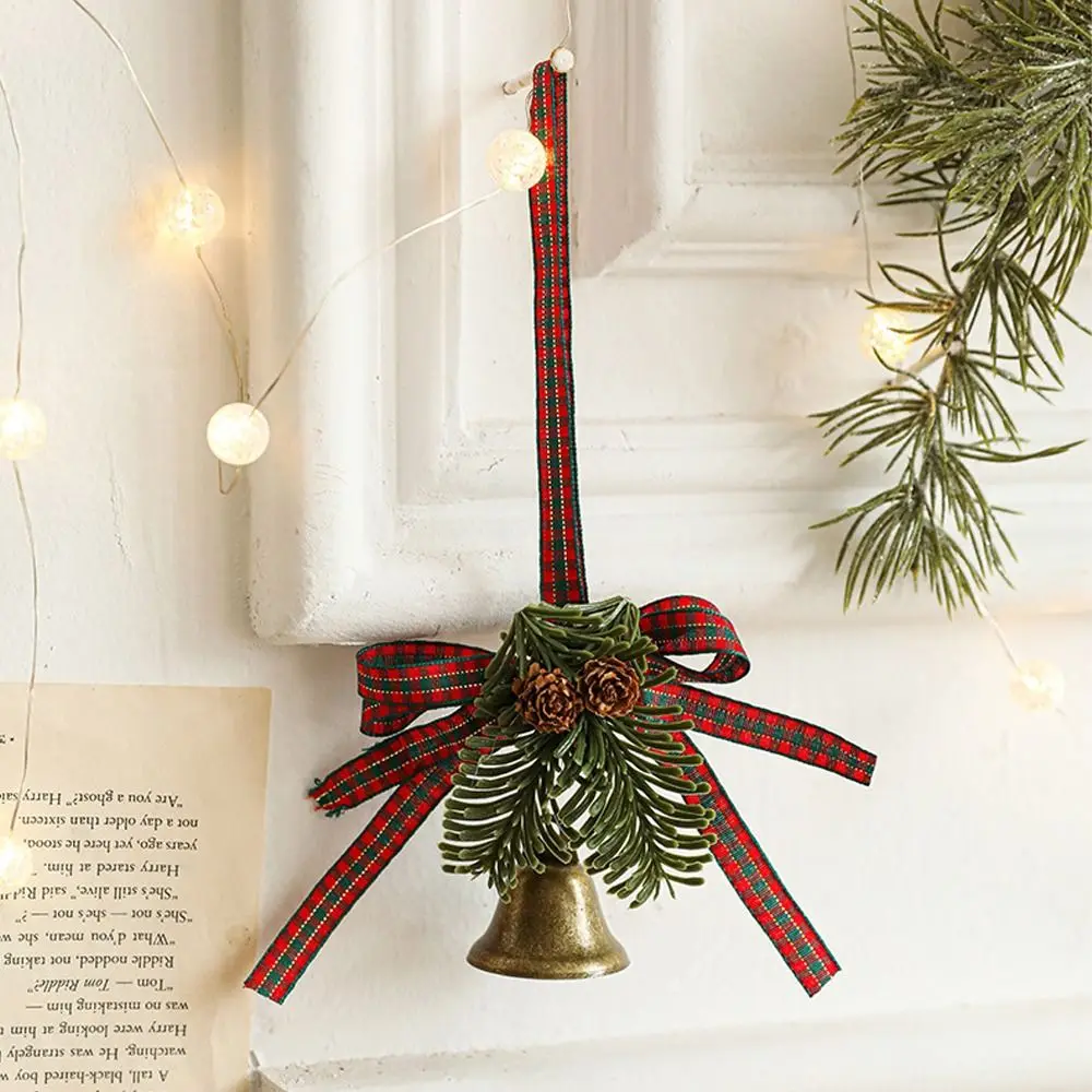 

Retro Christmas Metal Bow Bell Bronze Iron Pinecone Bell Pendant Festive Exquisite Christmas Tree Hanging Bells