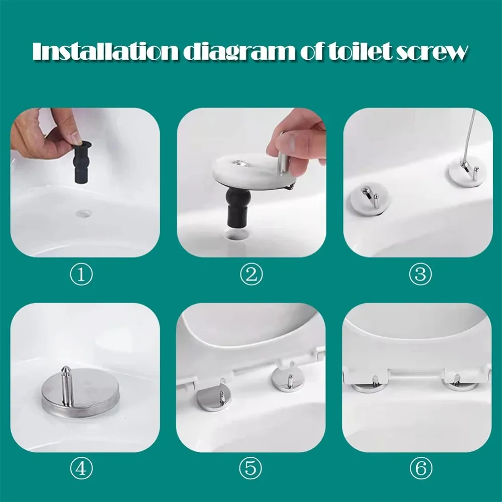 Toilettensitz-Schraubenscharnier mit Expansionsgummi, universelle Mutterabdeckung, Befestigung für Blindloch-Toilettensitz, Badezimmer-Toilettensitzteile – Detail 7