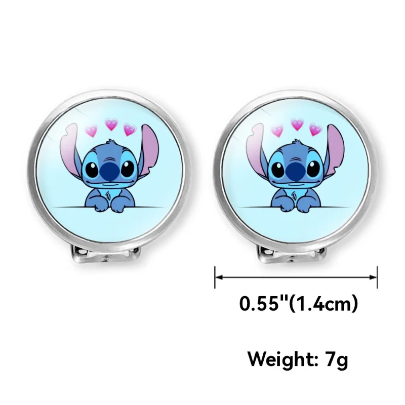 Disney Stitch Cartoon Pattern Time Gem Women's Ear Clips Anime Characters Peripheral Accessories Earring Jewelry Gift for Girls