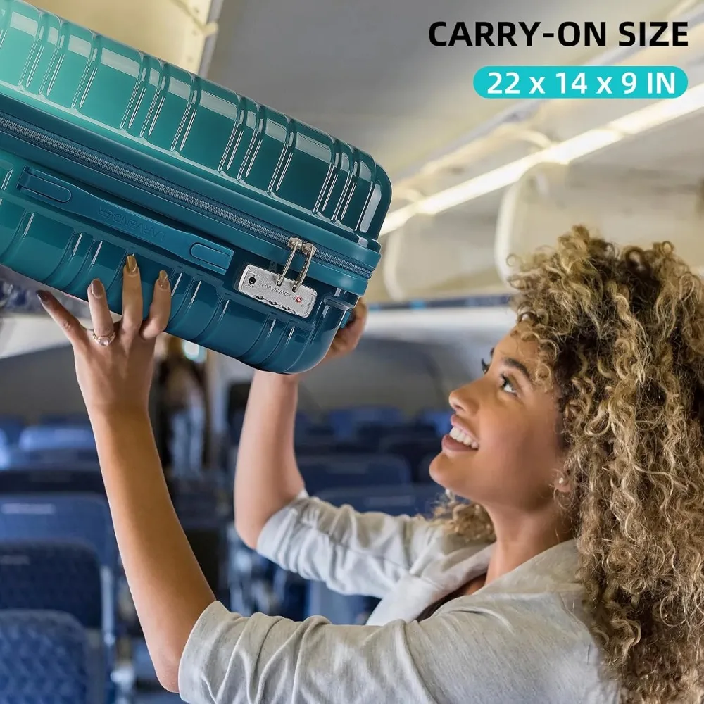 

Luggage Sets 3 Piece, 20 Inch Carry on Luggage 22x14x9 Airline Approved Hardside PC+ABS Suitcase Set