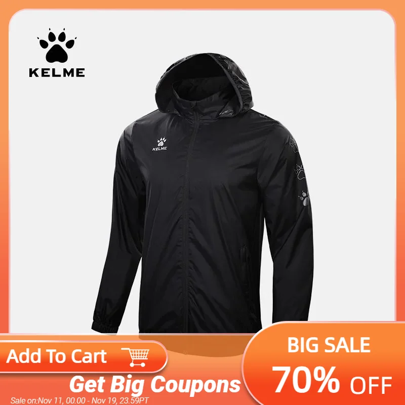 

Мужская водонепроницаемая куртка KELME, ветровка для тренировок по футболу, легкая верхняя одежда для тренировок, быстросохнущее пальто 8163WT1001