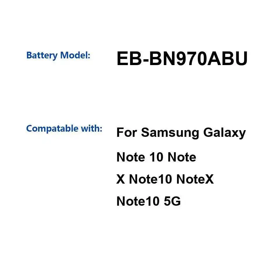 

EB-BN970ABU 3500 мАч стабильный аккумулятор для мобильного телефона Samsung Galaxy Note 10 5G X
