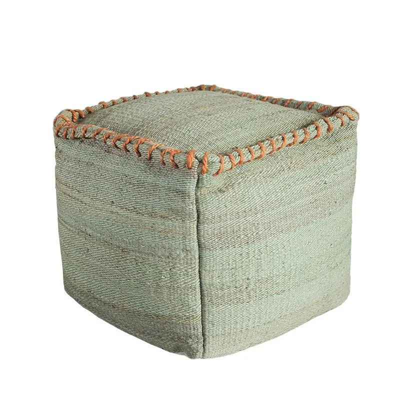 Nordic simple modern wabi wind wool, jute soft bag stool footstool sofa hair stool shoe changing stool