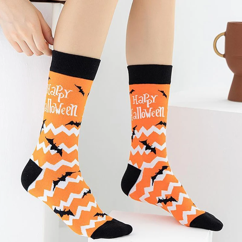 Halloween Cotton Socks for Men Women Skull Vampire Pumpkin Bat Head Funny Warm Fashion Autumn Winter Socks