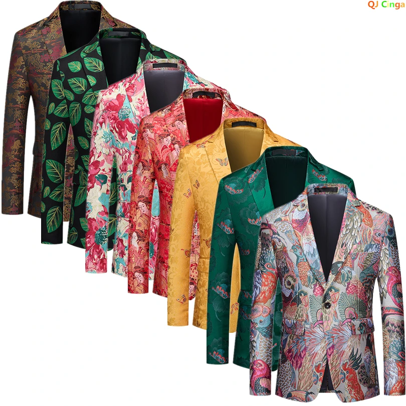 

Luxury Mens Suit Jacket,Single Button V-Neck Dress Coat,Jacquard Fabric Top,Korean Style Blazers, Asian Size M-5XL, 6XL