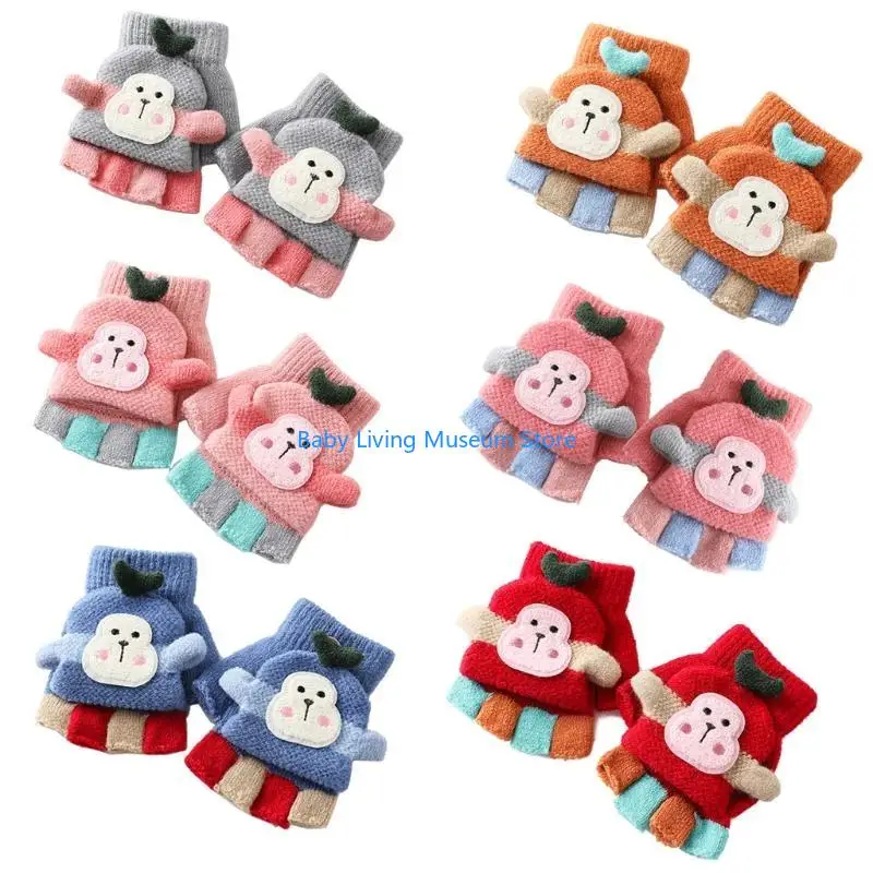 

P31C Kids Winter Knitted Glove with Wool Newborn Mitten Snowdays Fight Mittens