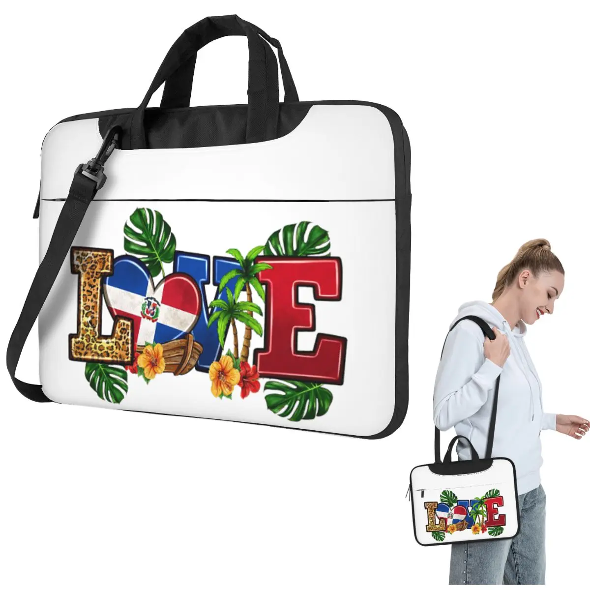 

Сумка для ноутбука через плечо с флагом Доминиканской Республики, сумка для компьютера 13, 14, 15,6 дюймов, чехол для ноутбука Macbook Pro