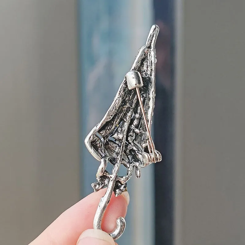 Vintage Creative Rhinestone Umbrella Brooches For Womem Men Suit Clothing Accessories Fashion Elegant Brooch Pin Jewelry Gifts