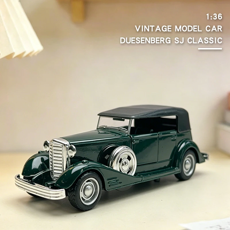 

1:36 Alloy Diecast Duesenbeg SJ Vintage Car Model Classic Pull Back Car Miniature Vehicle Replica For Collection & Gift Display