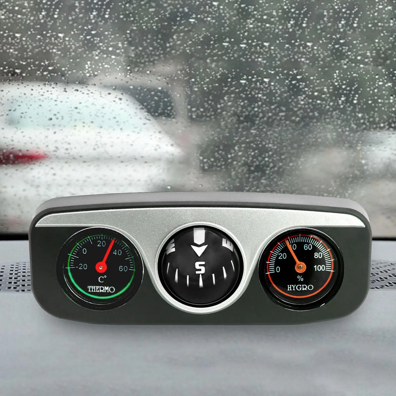 Car Dashboard Compasses Durable Vehicles Navigation Compass 3 in 1 Auto Interior Accessories Car Thermometer Hygrometer Compass