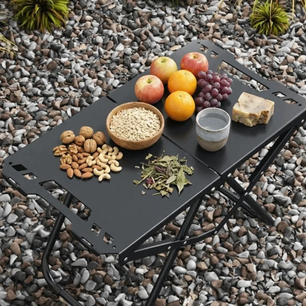 Portable Folding Camping Table,Stainless Steel Outdoor Dining Table,Compact Design for Camping,Beach, BBQ,and Hiking (Foldable)