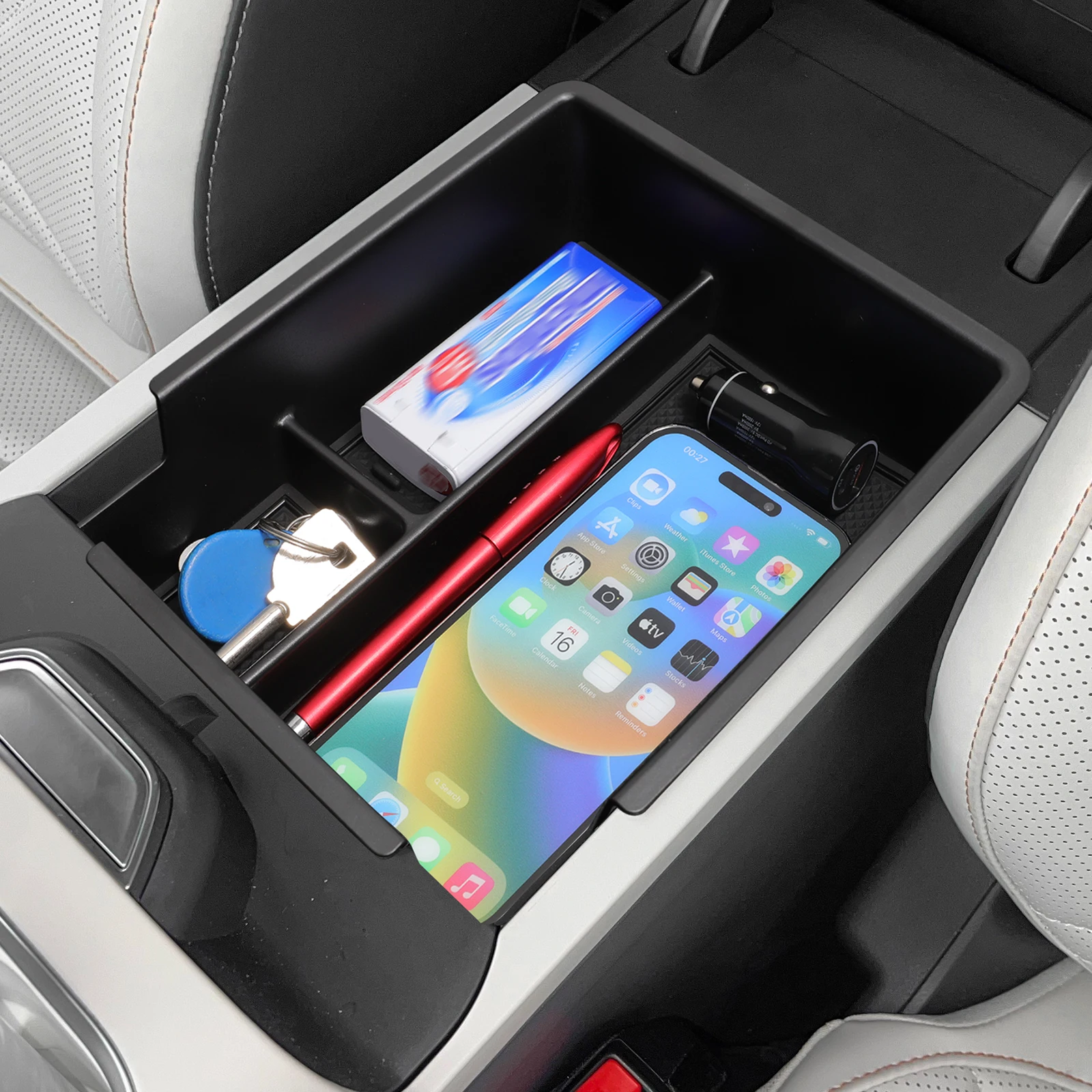 Smabee Linkslenker für Geely EX5 EM-i 2025 2026 (Nicht für EV geeignet) Mittelarmlehnen-Aufbewahrungsbox ABS-Ablage Organizer Zubehör zur Ordnung – Detail 3