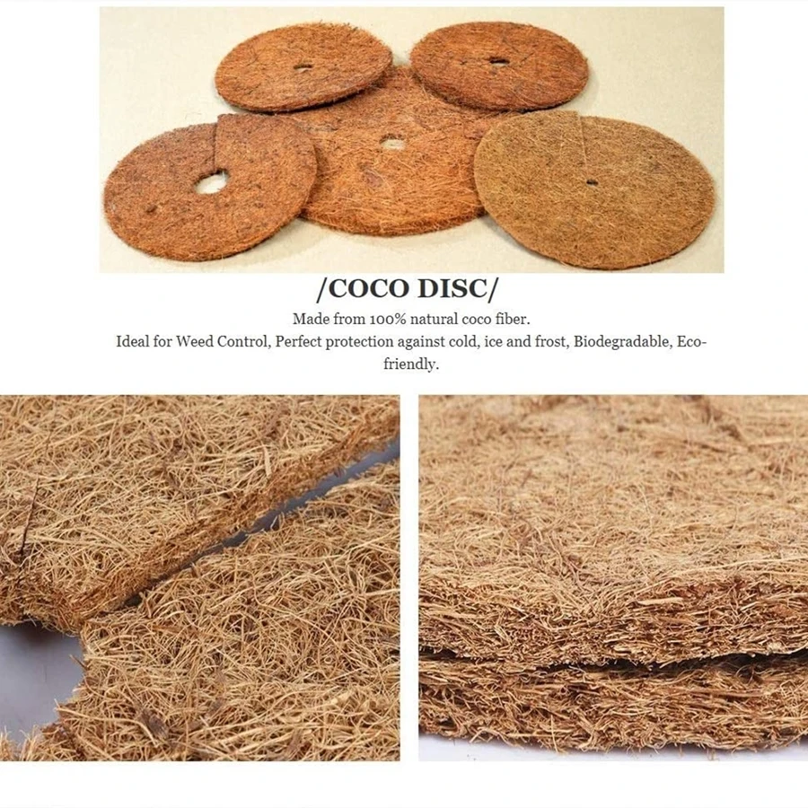 20/30/45/60cm 4pcs natürliche Kokos Kokos Faser Baum Mulch Ring Protector Bio-Matte für Indoor Outdoor Disc Pflanzen abdeckung Blumentopf – Detail 6