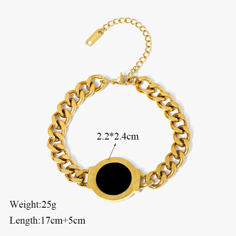 EILIECK 316L Edelstahl Geometrisches Dickes Kettenarmband für Damen, Trendiges 18K Vergoldetes Wasserdichtes Schmuckgeschenk – Detail 15
